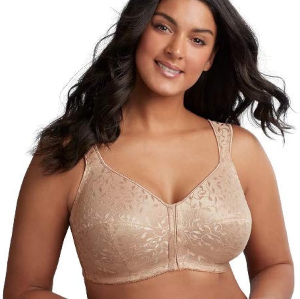Just My Size Women's Nude Easy On-Front Close Wire-Free Bra – 48D